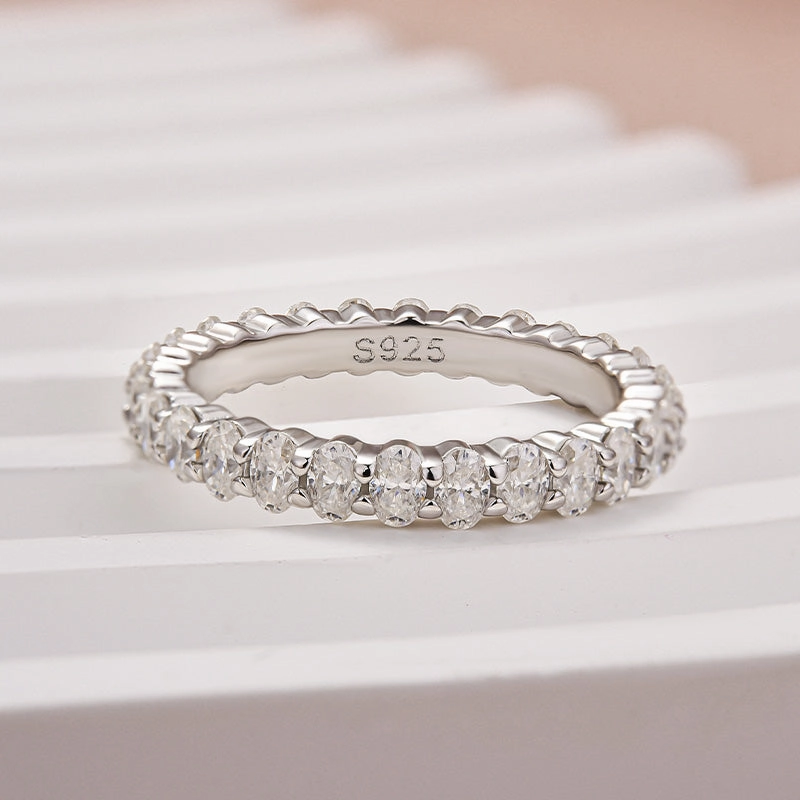 Refined Contour Fashionable Design Louily Moissanite 3.0 Ct Oval Cut Full Wedding Band for Women