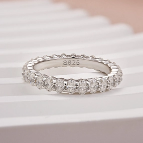 Refined Contour Fashionable Design Louily Moissanite 3.0 Ct Oval Cut Full Wedding Band for Women