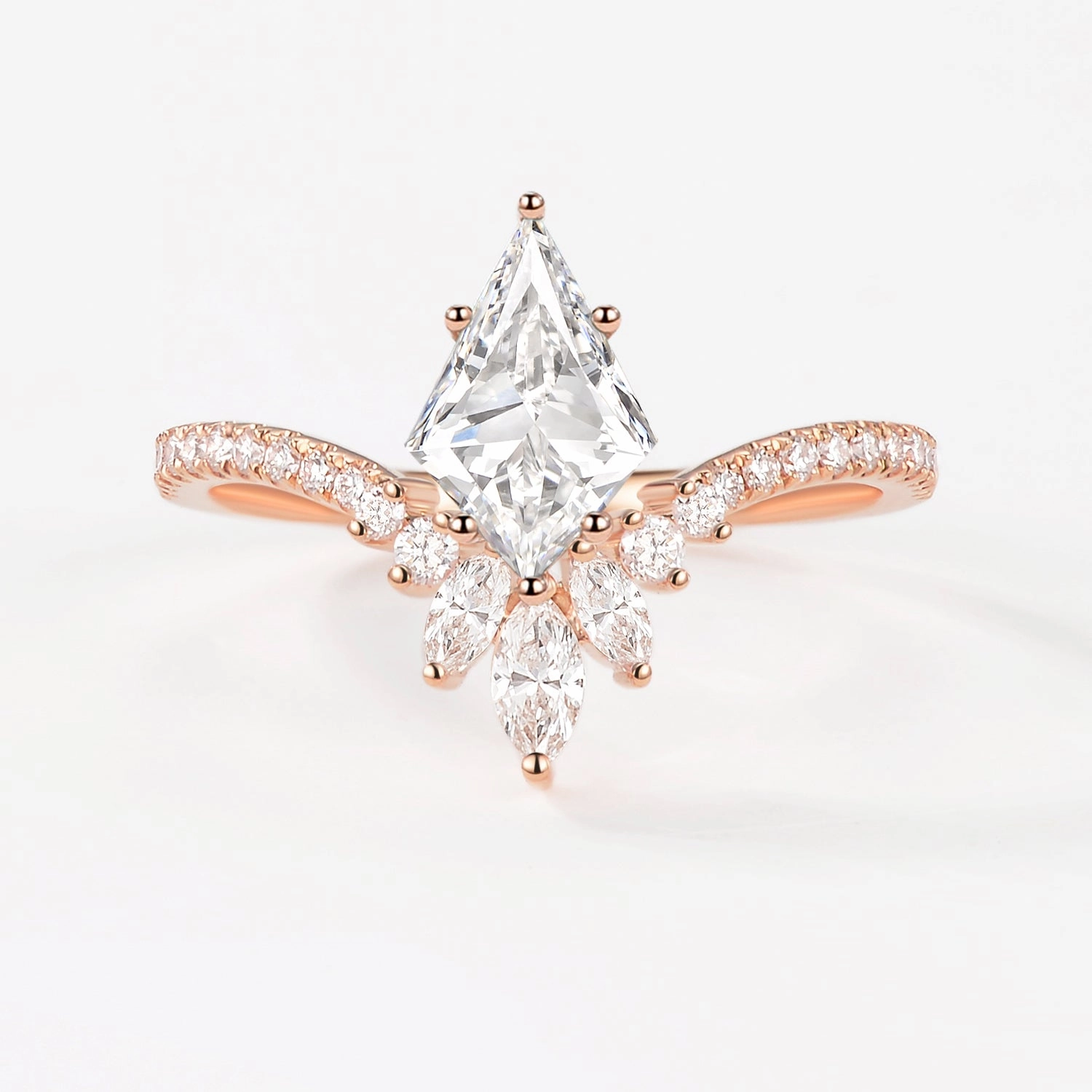 Kite Cut Lab Grown Diamond Chevron Engagement Ring - Sylph Sophisticated Craft