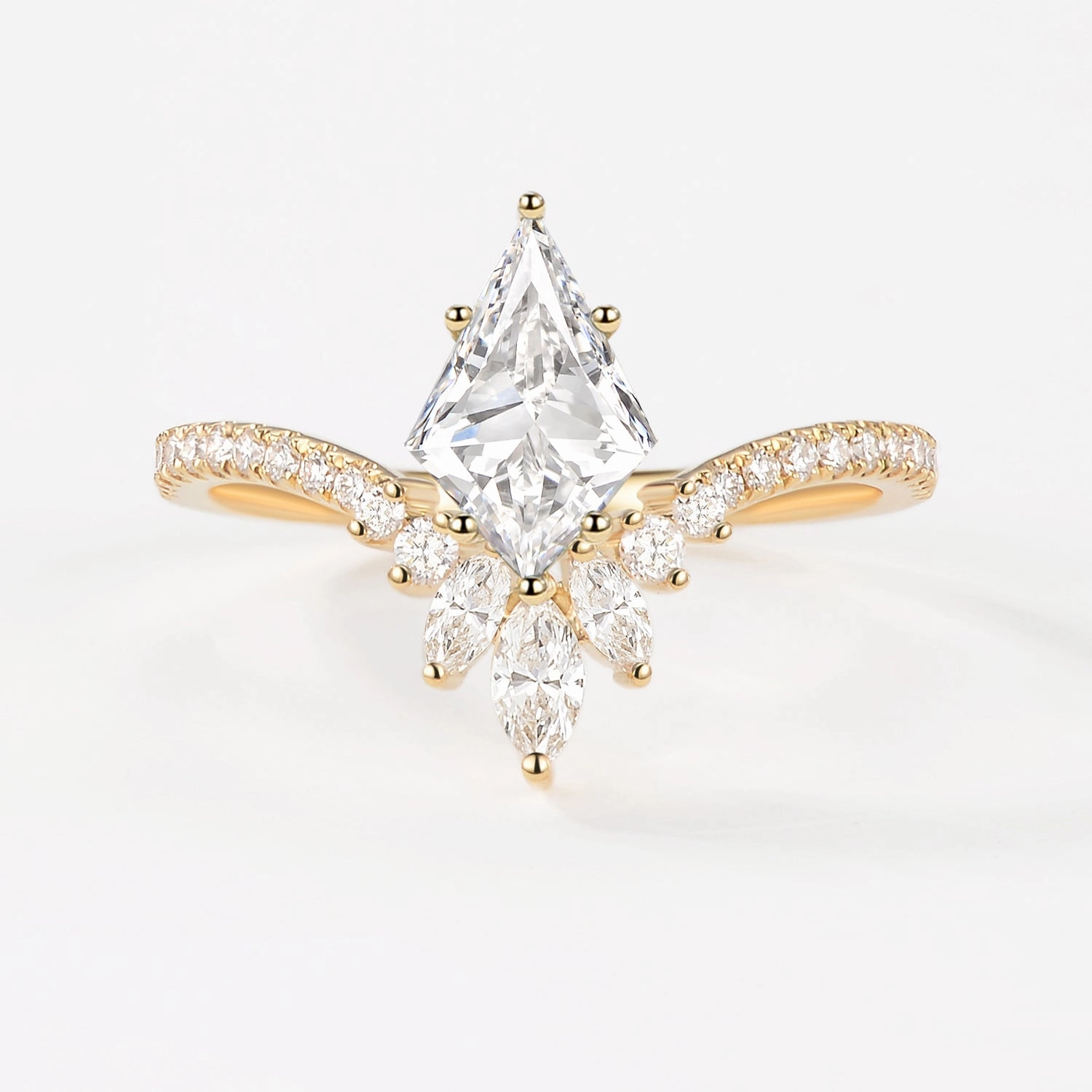 Kite Cut Lab Grown Diamond Chevron Engagement Ring - Sylph Allure Detail