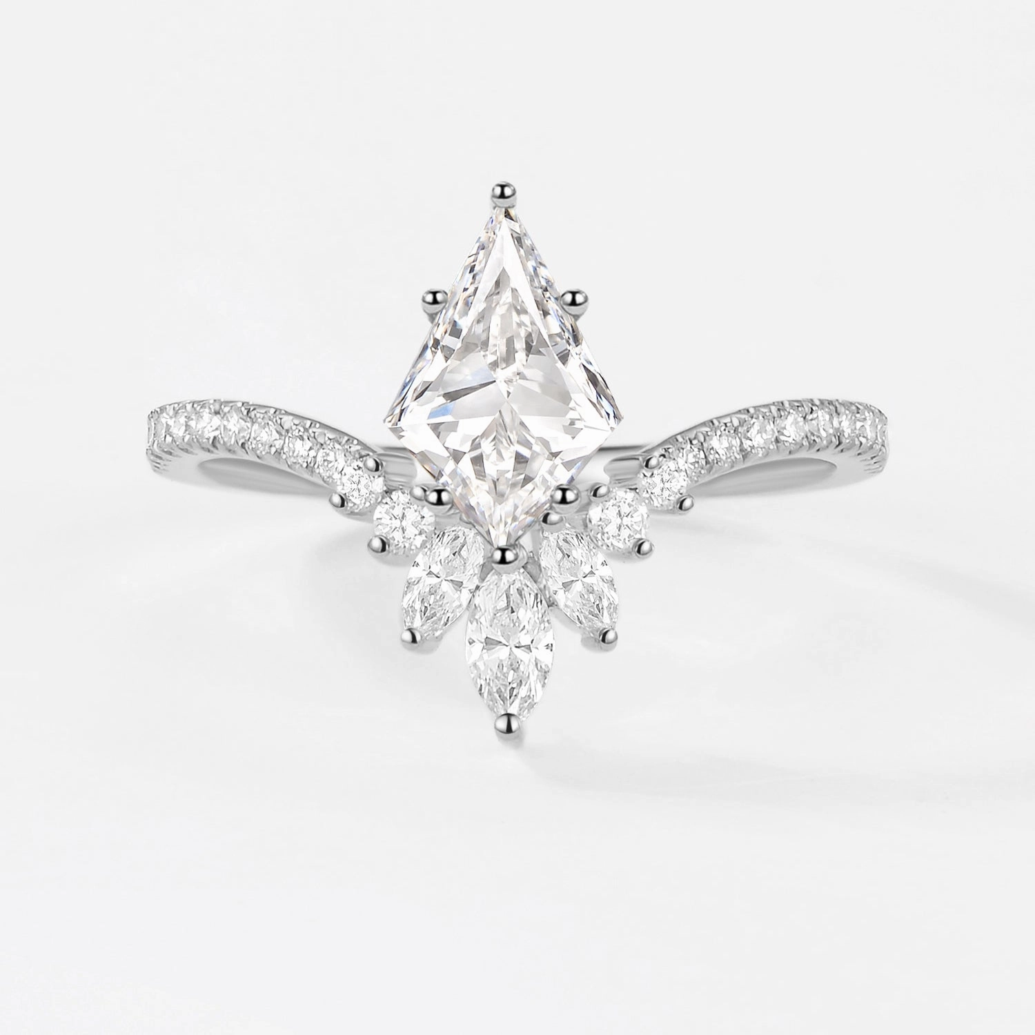 Kite Cut Lab Grown Diamond Chevron Engagement Ring - Sylph Elegant Appeal Office Chic