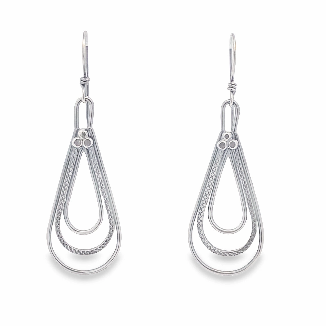 Stunning Detail Sterling Silver Teardrop Earrings