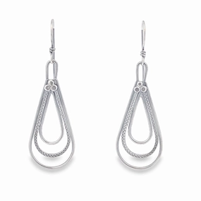 Stunning Detail Sterling Silver Teardrop Earrings