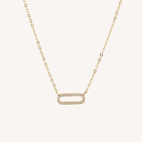 ELISE OVAL PAVE PAPERCLIP NECKLACE Soft Accent