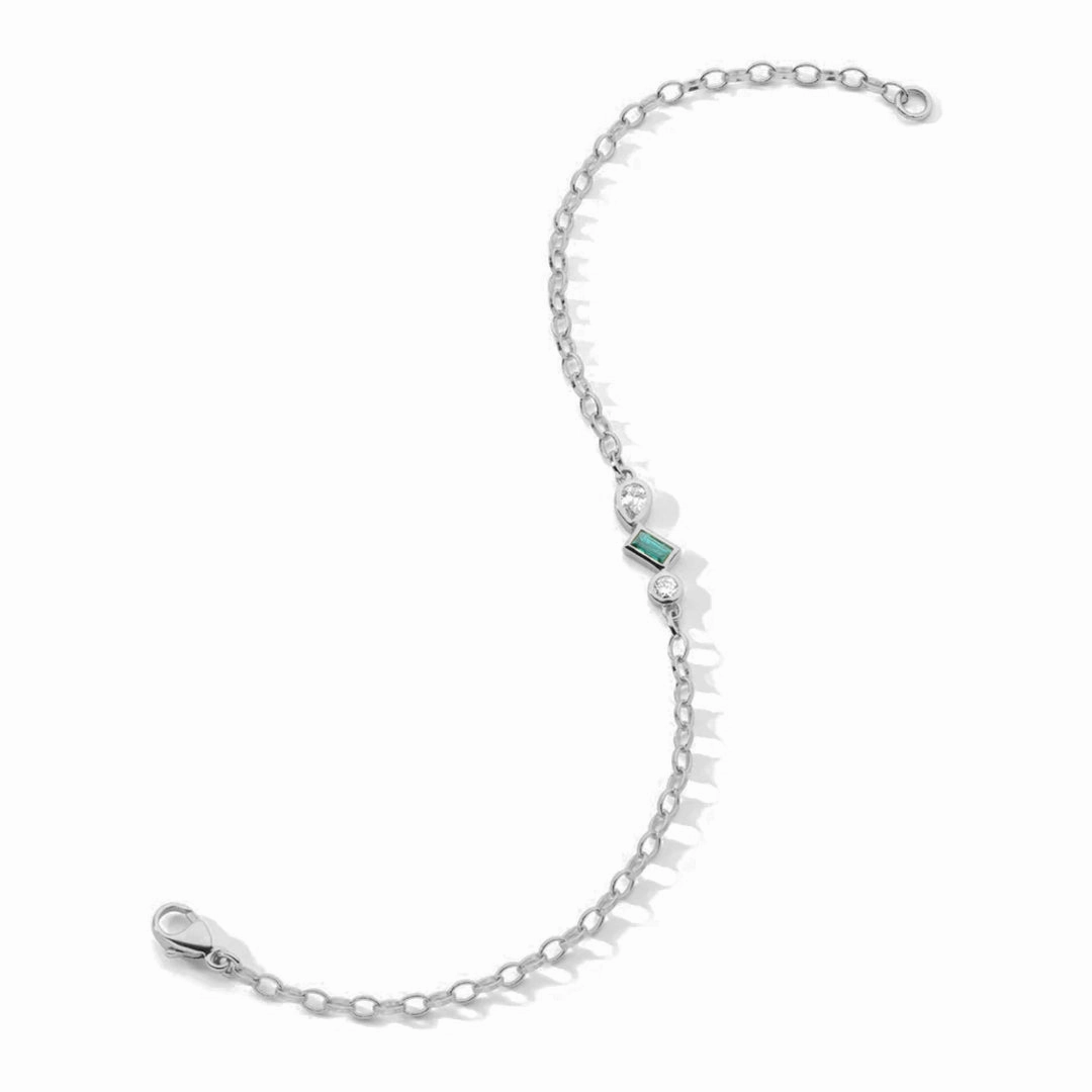 Finest Piece Emerald and Lab Grown Diamond Accented Chain Bracelet
