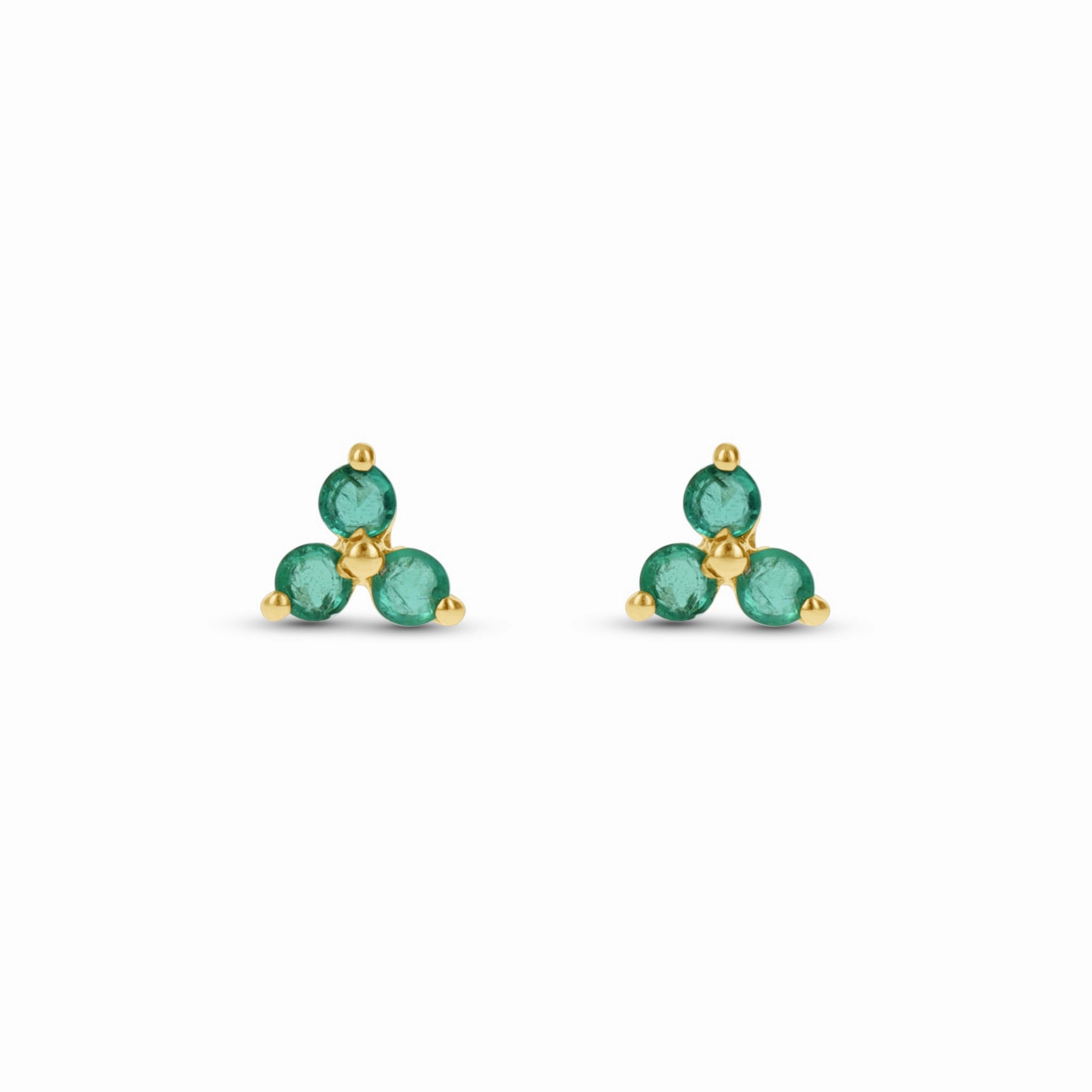 Shiny Details Art Deco Feel Emerald Flower Stud Earrings