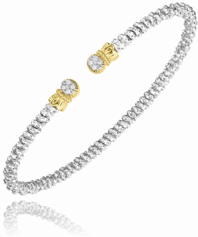 14K Yellow Gold and Sterling Silver Diamond Bangle Bracelet Enchanted Gaze Value Picks