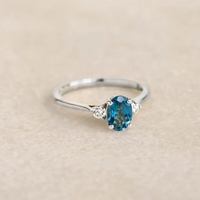 Luxury product Lightweight Package London Blue Topaz and Diamond Ring White Gold - Kindra