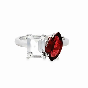 Two-Stone Garnet and White Topaz Ring Subtle Charm