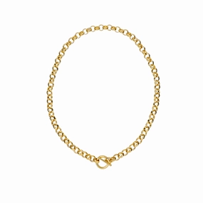 Radiant Texture Distinct Edge Chunky Gold Rolo Link Chain Necklace