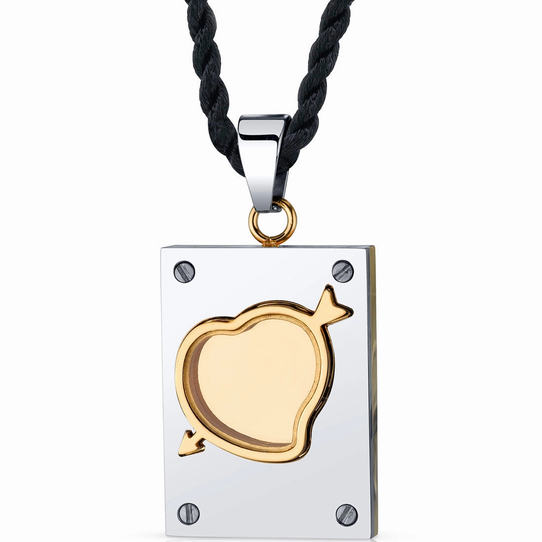 Stainless Steel Two-tone Cupid Pendant 18 2 inch Black Cord Fashion Sense Music Festival