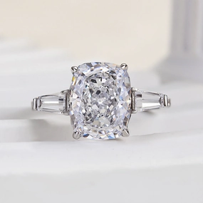 Louily Stunning Cushion Cut Three Stone Women's Engagement Ring In Sterling Silver Weekend Light