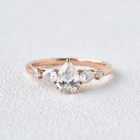 Pear Shaped Moissanite Rose Gold Ring Exclusive Glow