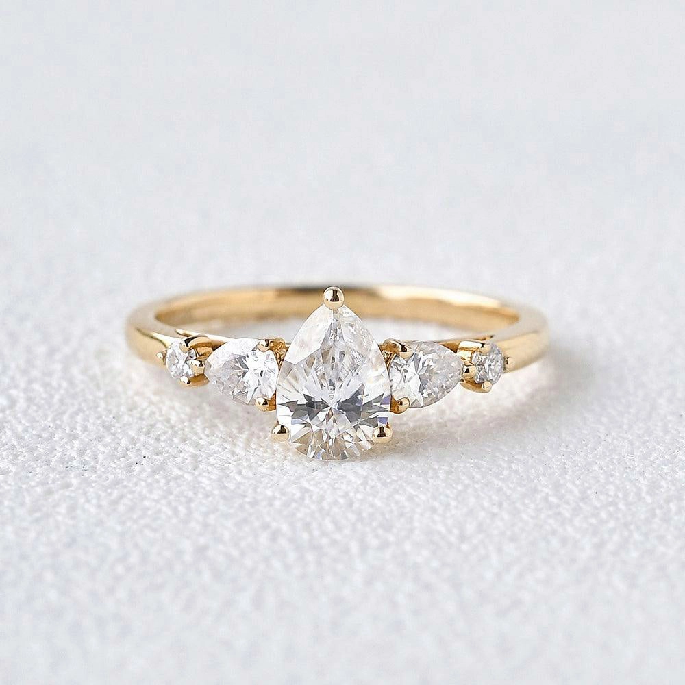 Pear Shaped Moissanite Rose Gold Ring Luxury Accessories