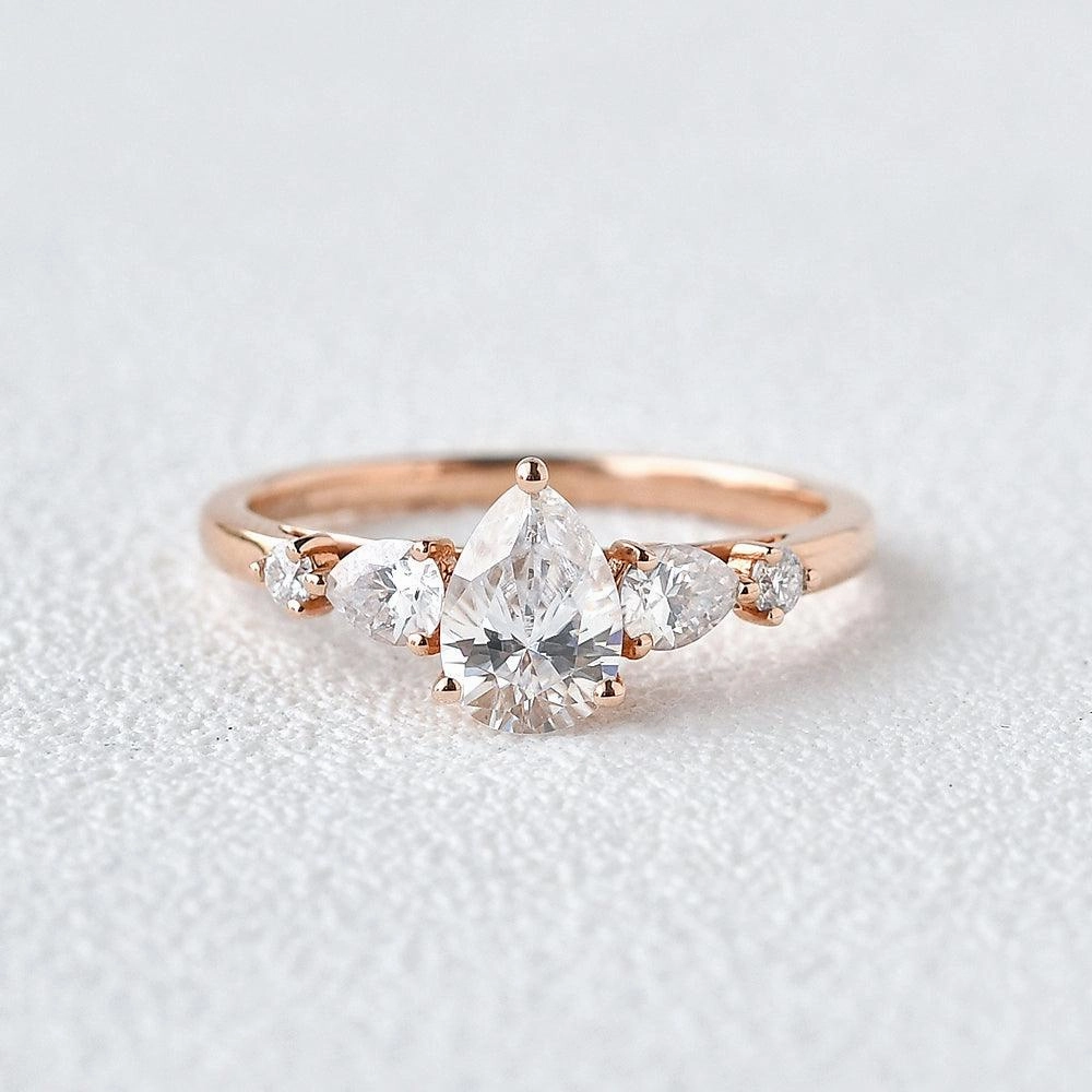 Pear Shaped Moissanite Rose Gold Ring Exclusive Glow