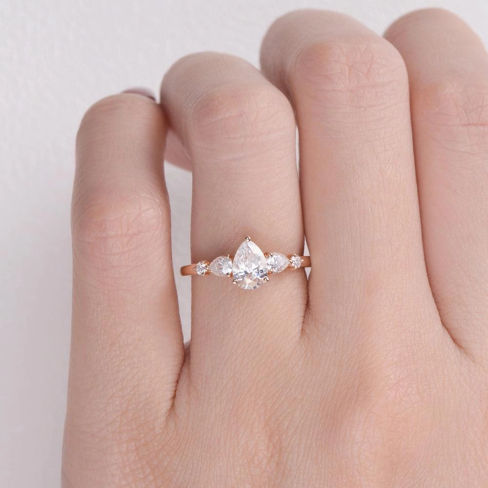 family event Pear Shaped Moissanite Rose Gold Ring