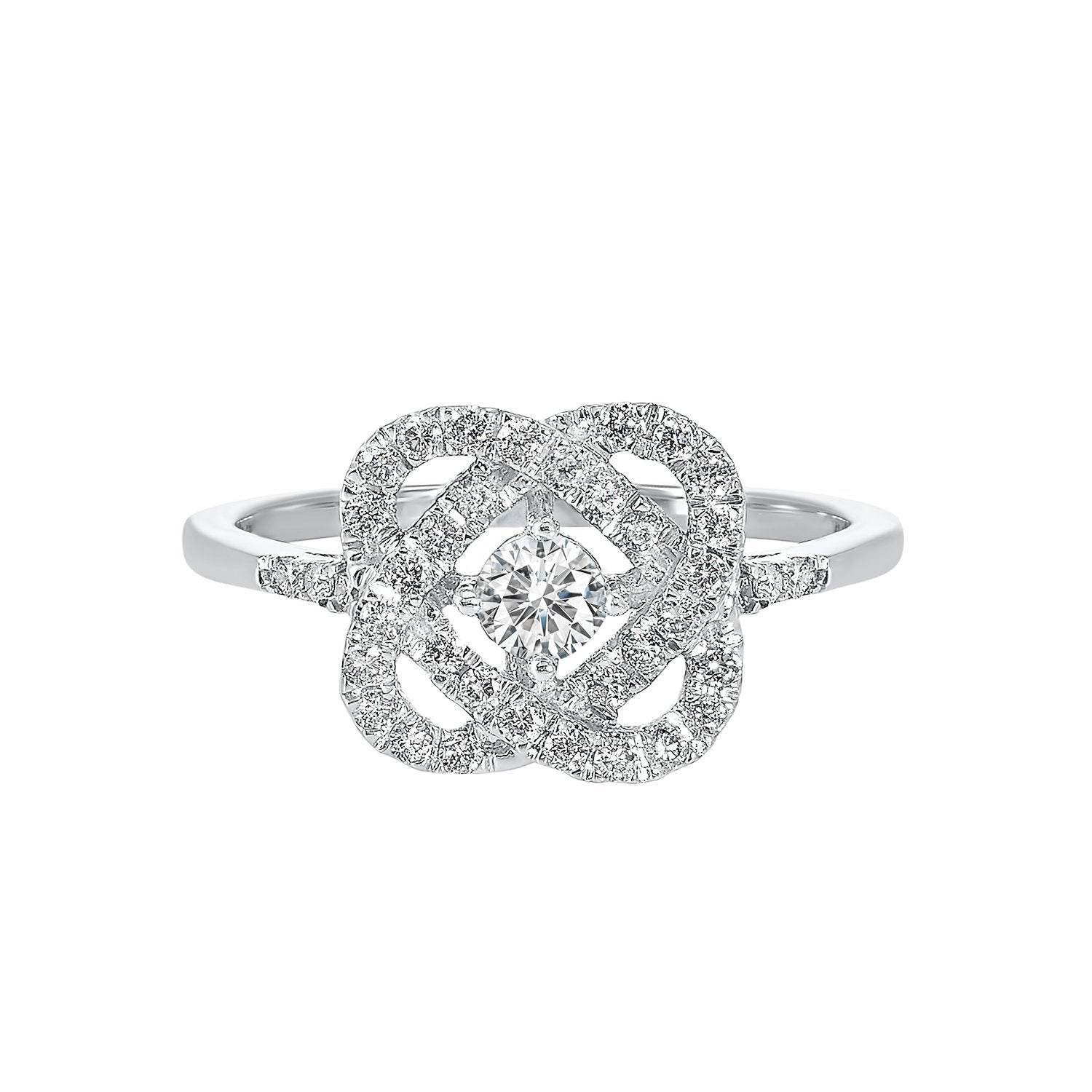 Polished Glam Effortless Edge Love's Crossing Diamond 1/2 Cttw Ring 14K White Gold