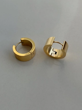 Dainty Piece Stunning look Flat Wide Hoops Waterproof