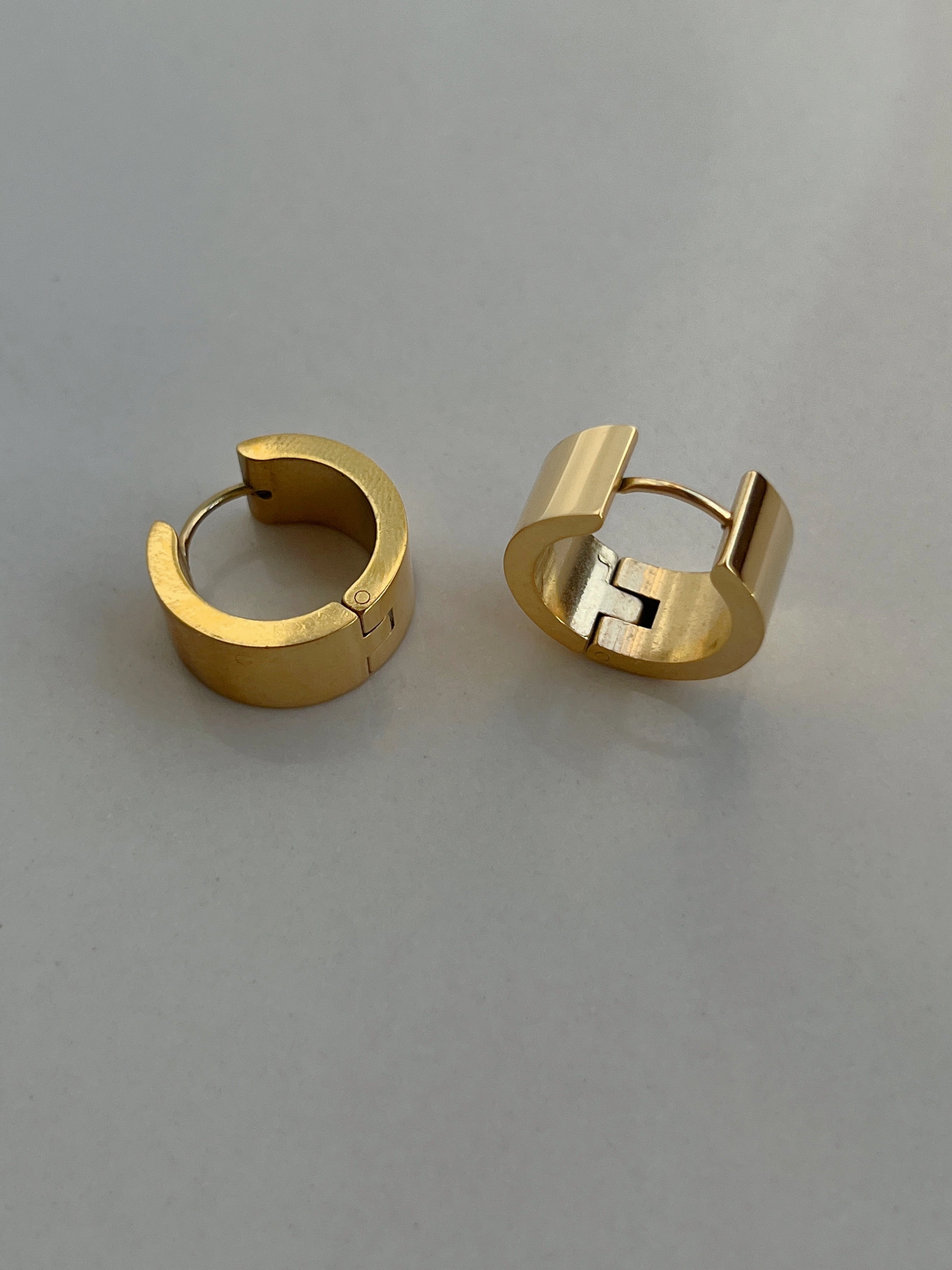 Dainty Piece Stunning look Flat Wide Hoops Waterproof