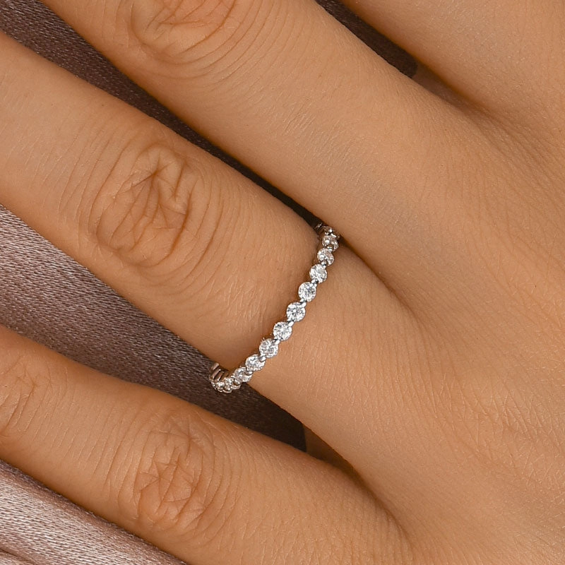 Subtle Feature Louily Moissanite Round Cut Full Eternity Wedding Band