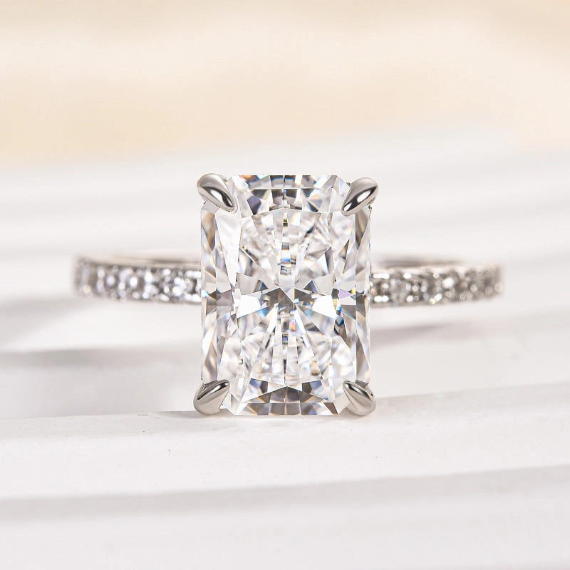 Custom Shine Design Perfect Match Louily Moissanite 3.5 Carat Radiant Cut Engagement Ring