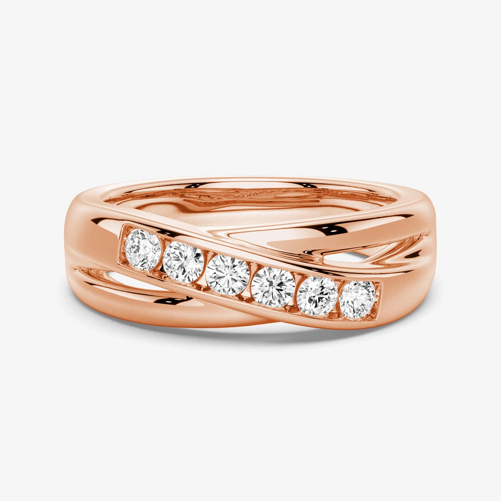 Premium Shine 5mm Crossover Channel Set Moissanite Men's Wedding Band