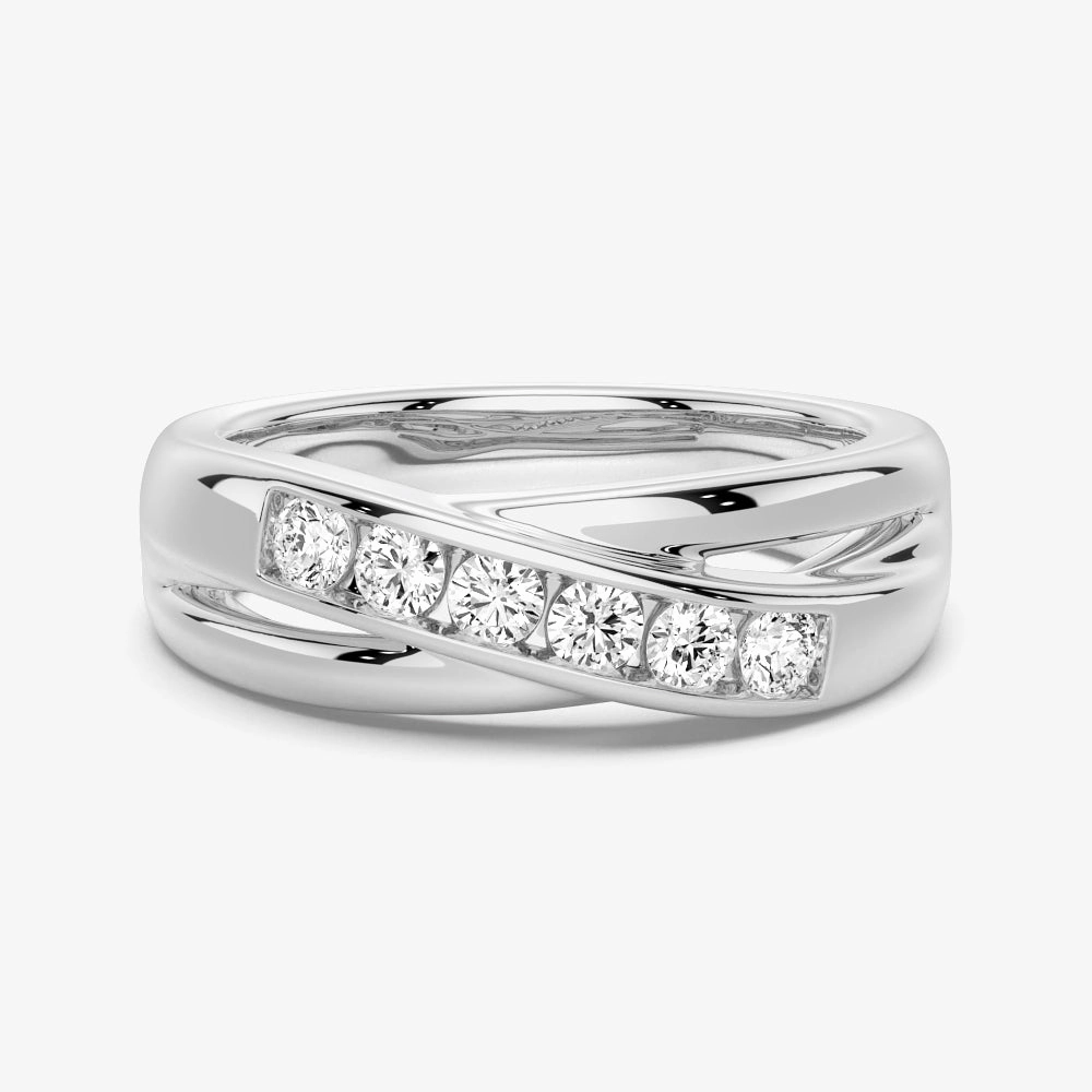 Luxury Mood Graceful Charm 5mm Crossover Channel Set Moissanite Men's Wedding Band