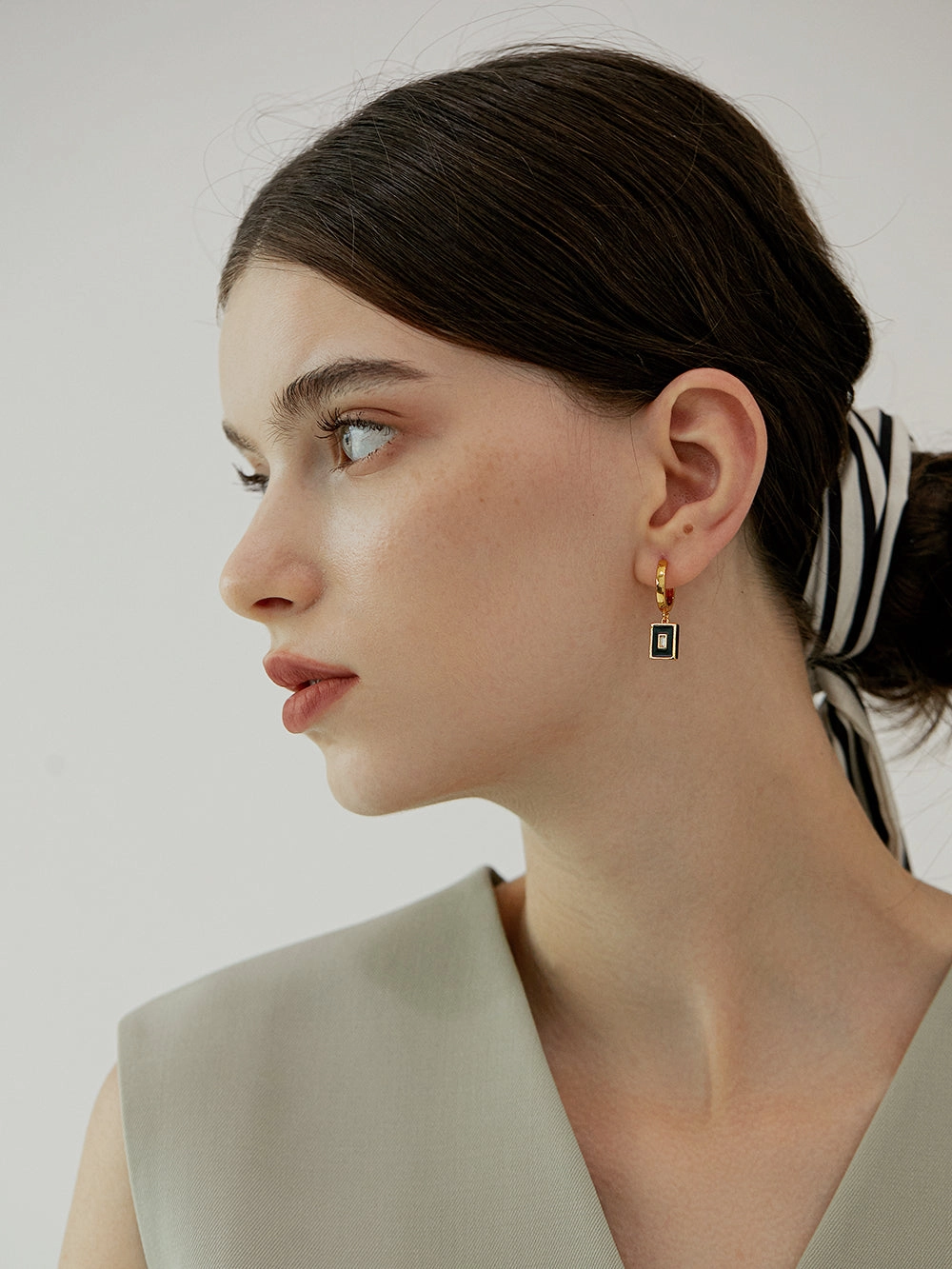 Evonne Gold Rectangle Huggie Hoops Luxurious Detail