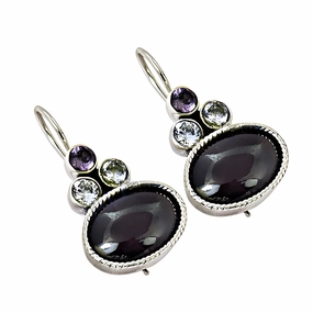 Exclusive Amethyst Garnet CZ Gemstone Silver Earrings - Shop Now Lovely Piece