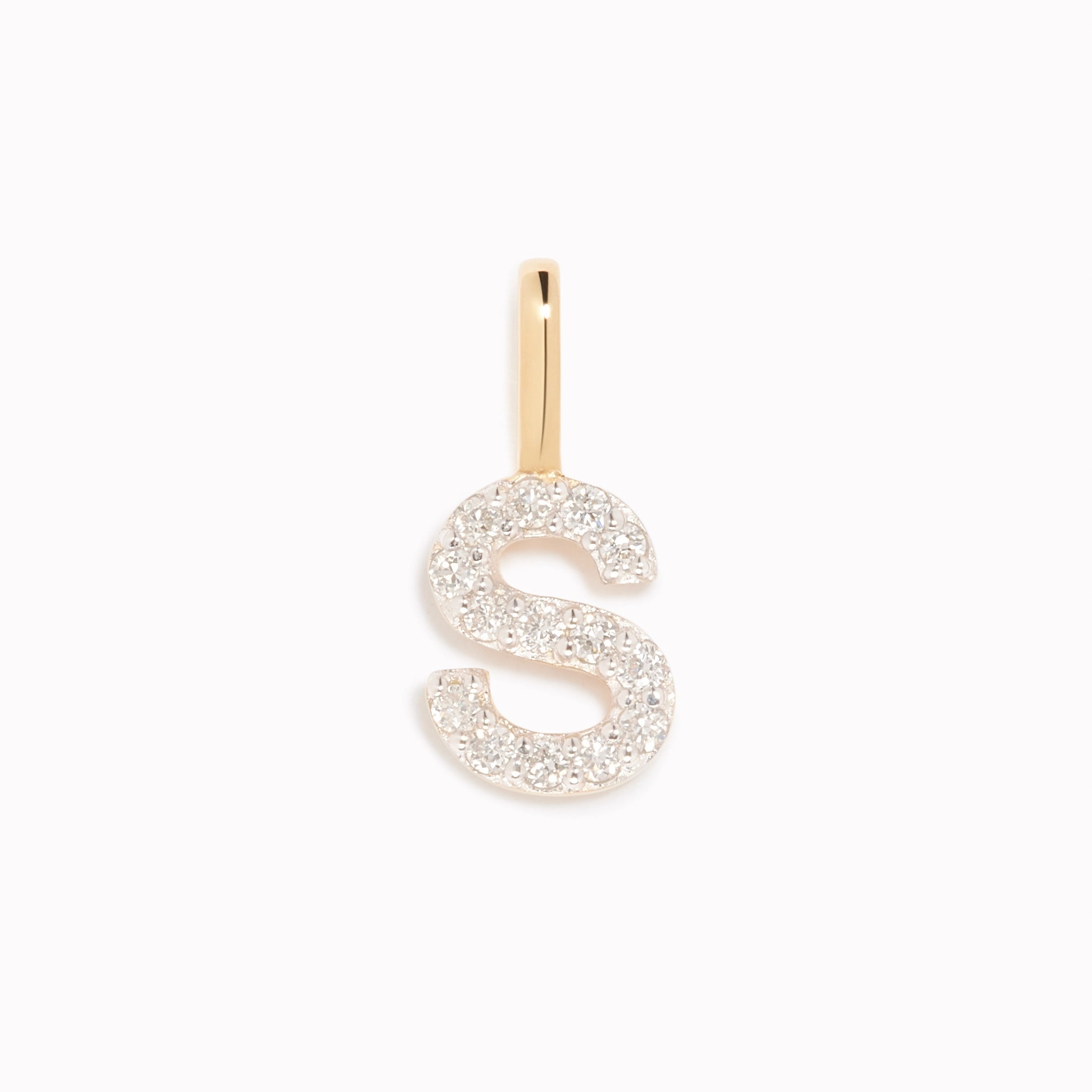 Magnificent Piece Contemporary Style Diamond Initial Pendant 14k Gold - S