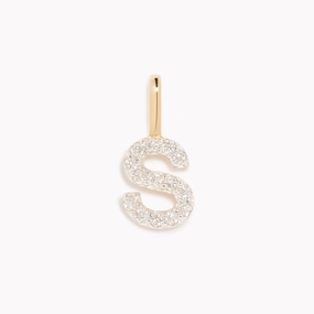 Magnificent Piece Contemporary Style Diamond Initial Pendant 14k Gold - S