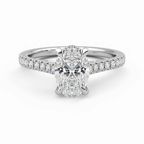 Oval Cut Moissanite Engagement Ring with Hidden Anniversary Stone and Pav?? Accents Creative Twist Evening Set