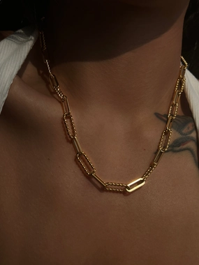 Artful Touch Claudia Bold Paper Clip Necklace 18K Gold