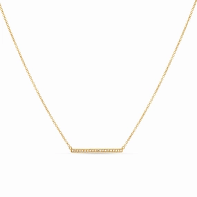Glossy Finish Diamond Long Bar Gold Necklace