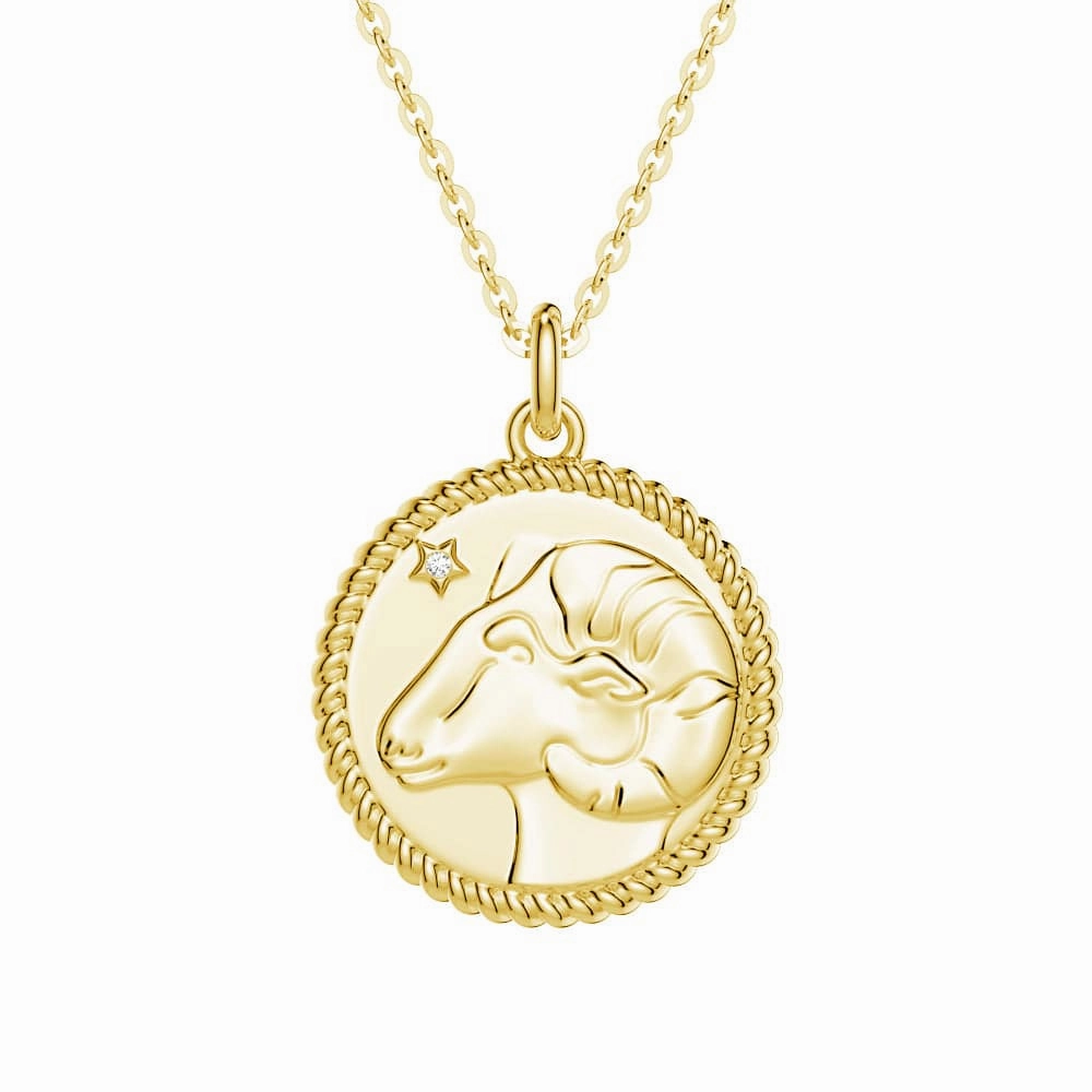 Statement Layer Aries Constellation Lab Grown Diamond Birthstone Pendant Necklace