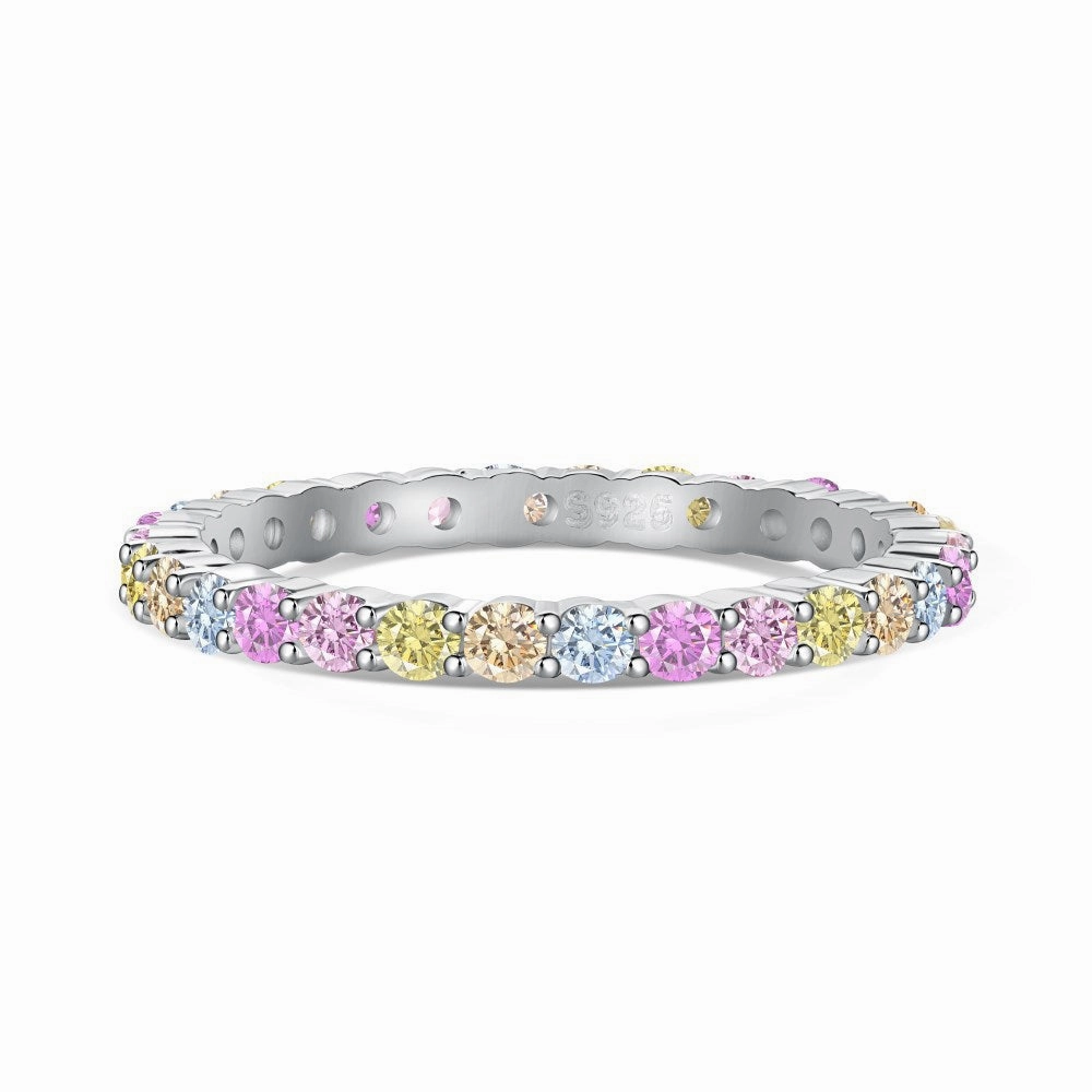Delicate Stackable Pastel Eternity Ring Band | S925 | CZ petite size