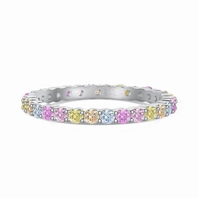 Delicate Stackable Pastel Eternity Ring Band | S925 | CZ petite size