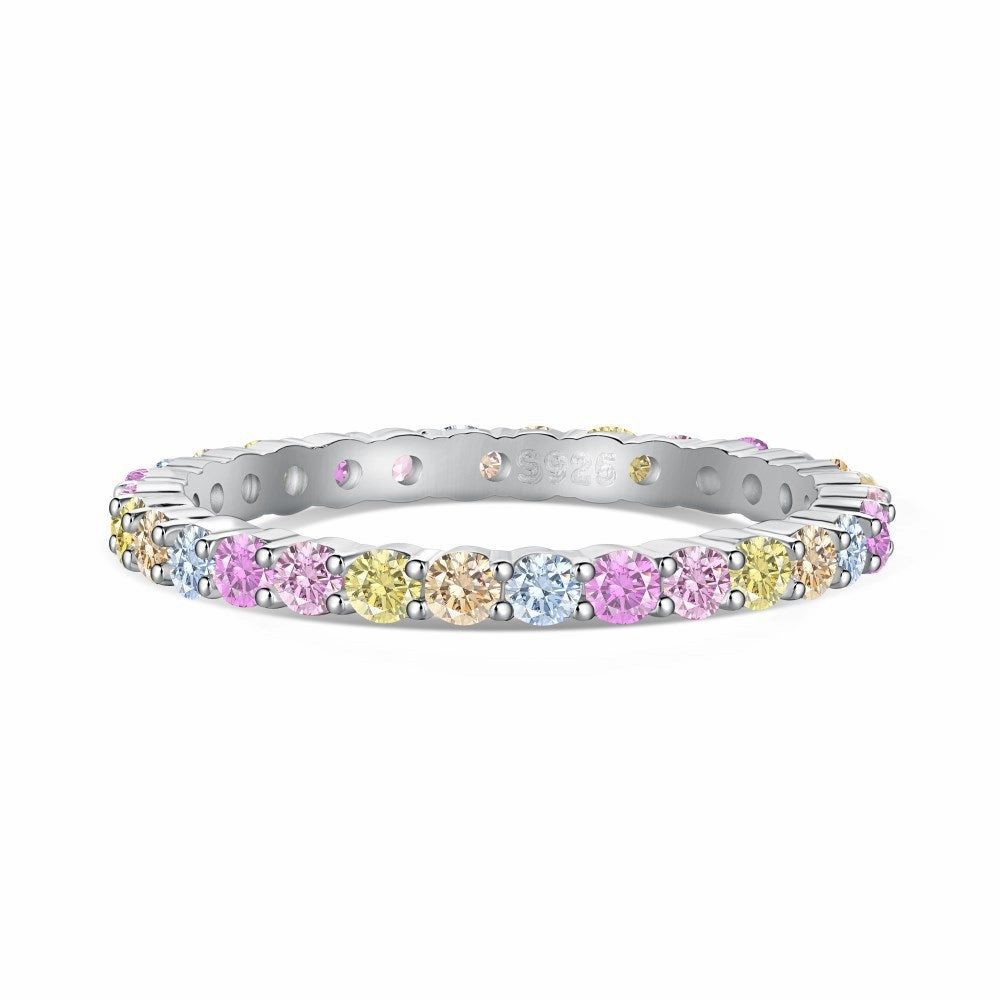 Eternal Craft Delicate Stackable Pastel Eternity Ring Band | S925 | CZ