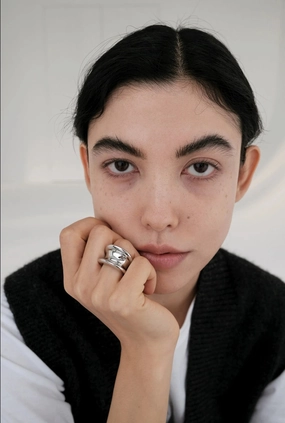 Modernism Contour Ring 1837 Wide Band S925 Silver Graceful Design High-End Item