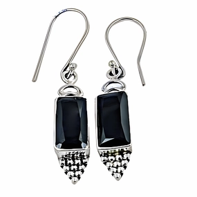 Stylish Essential Vintage Trinket Hot Sale Black Zirconia Silver Earrings | Black CZ Earrings | CZ Earrings