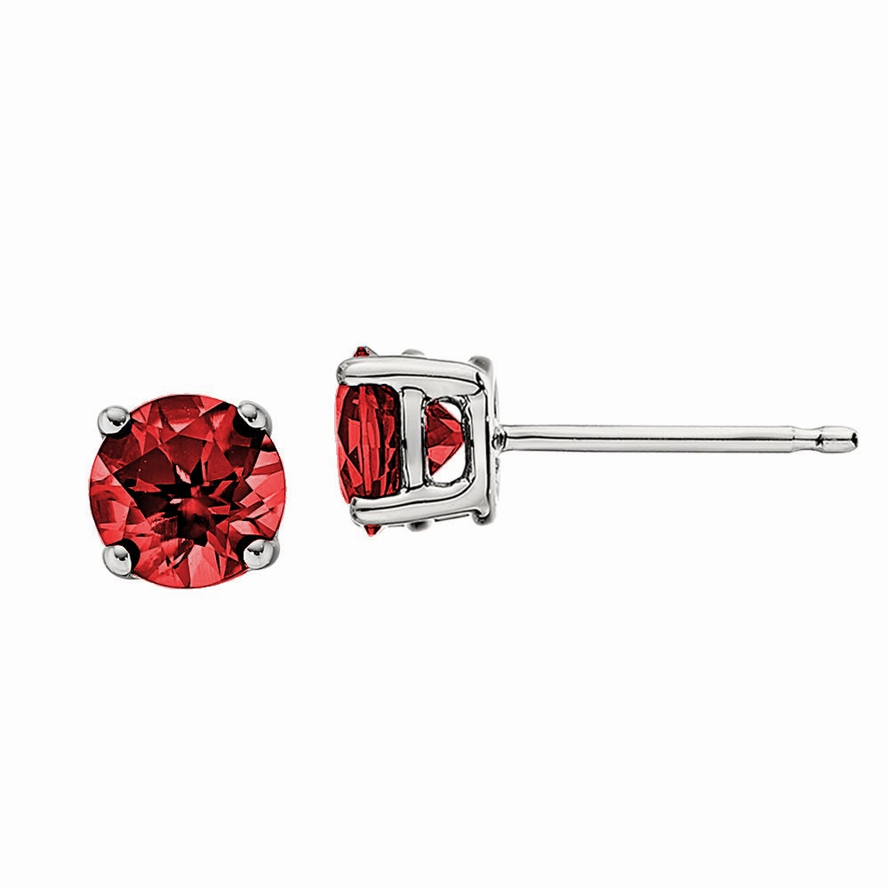 Classic Birthstone Stud Earrings with Rubies Minimalist Embellishment