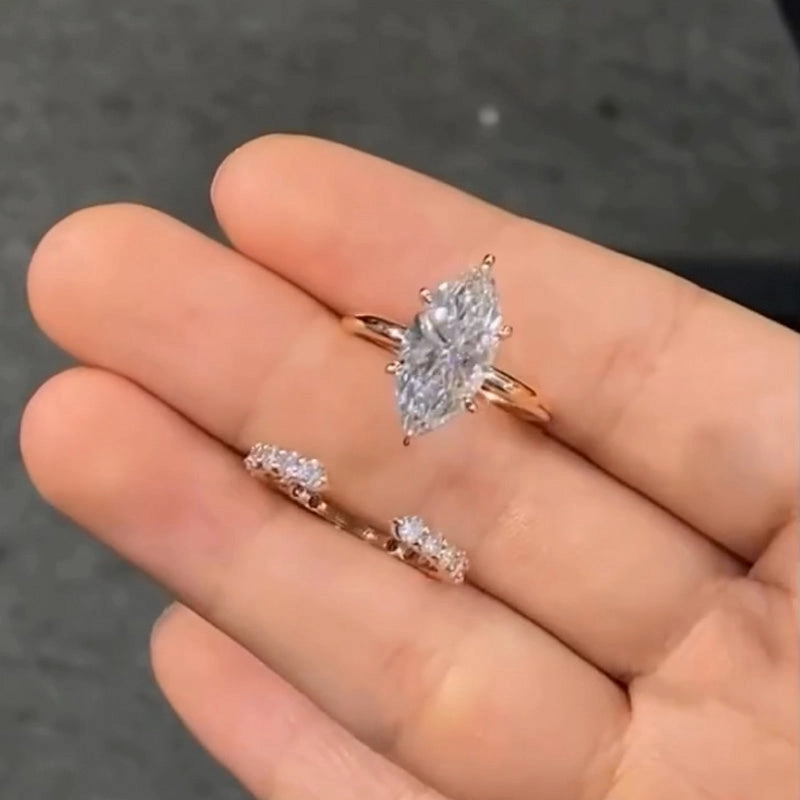 Exclusive piece Louily Special Marquise Cut Open Wedding Ring Set