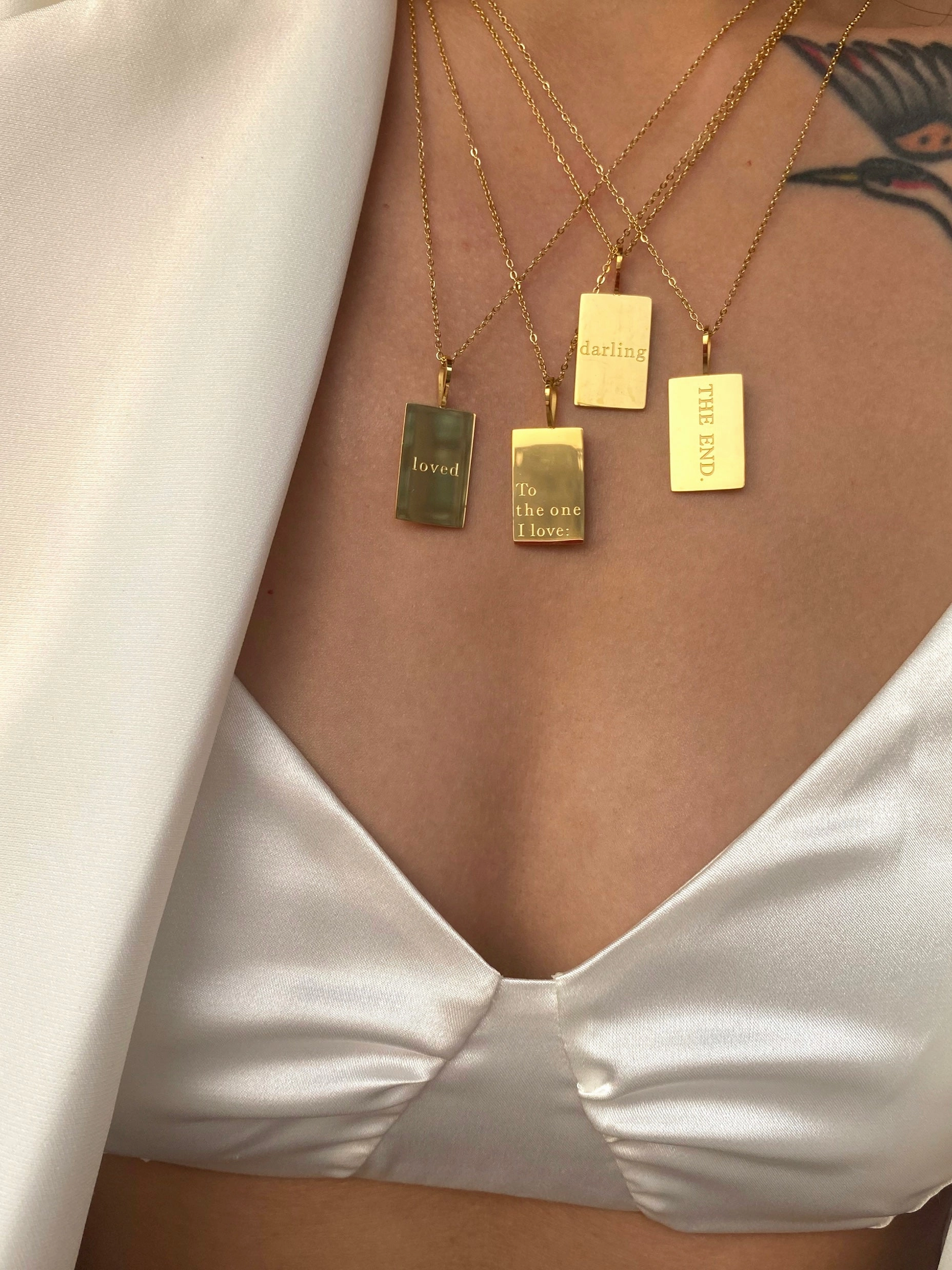 Engraved Sweet Word & Phrase Necklace Waterproof For Partner