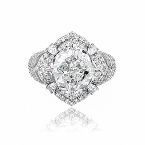 Exquisite Sterling Silver Cushion-Cut Diamond Halo Ring with Pave Band Weekend Outfit Sparkle Surface