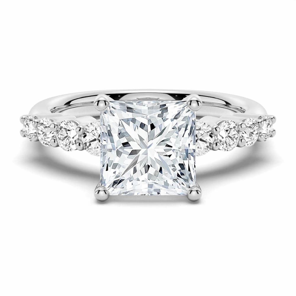 Classic Shared Prong Princess Cut Moissanite Engagement Ring Trend Focused Formal Look