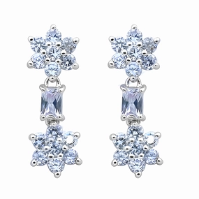 Creative Item Extra Shine Blue Cubic Zirconia Gemstone Silver Earrings - Sparkling Jewelry