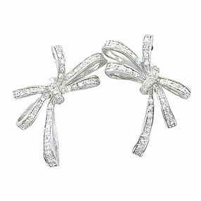 Fabulous Stylish Cubic Zirconia Gemstone Silver Knot Earrings - Elegant Jewelry Avant-Garde Adornment Industrial Accent