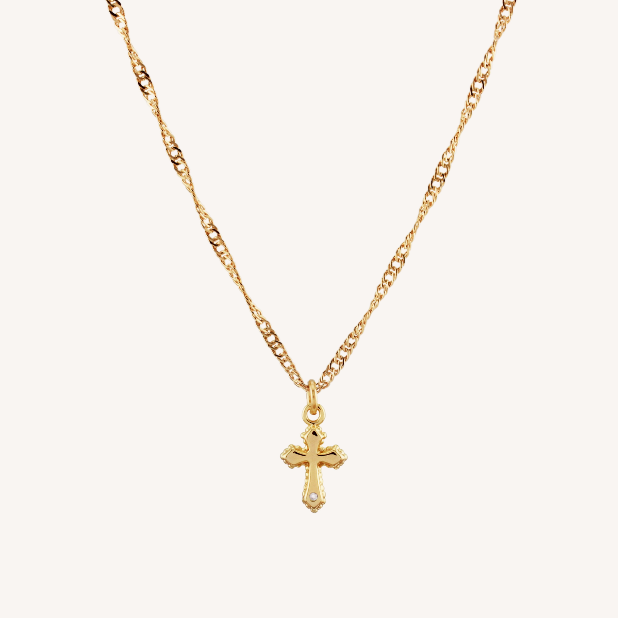 Polished Edge Vogue Style FAITH MINI CROSS NECKLACE