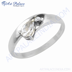 Famous Style Cubic Zirconia Gemstone Silver Ring - Elegant Jewelry Unique Appearance