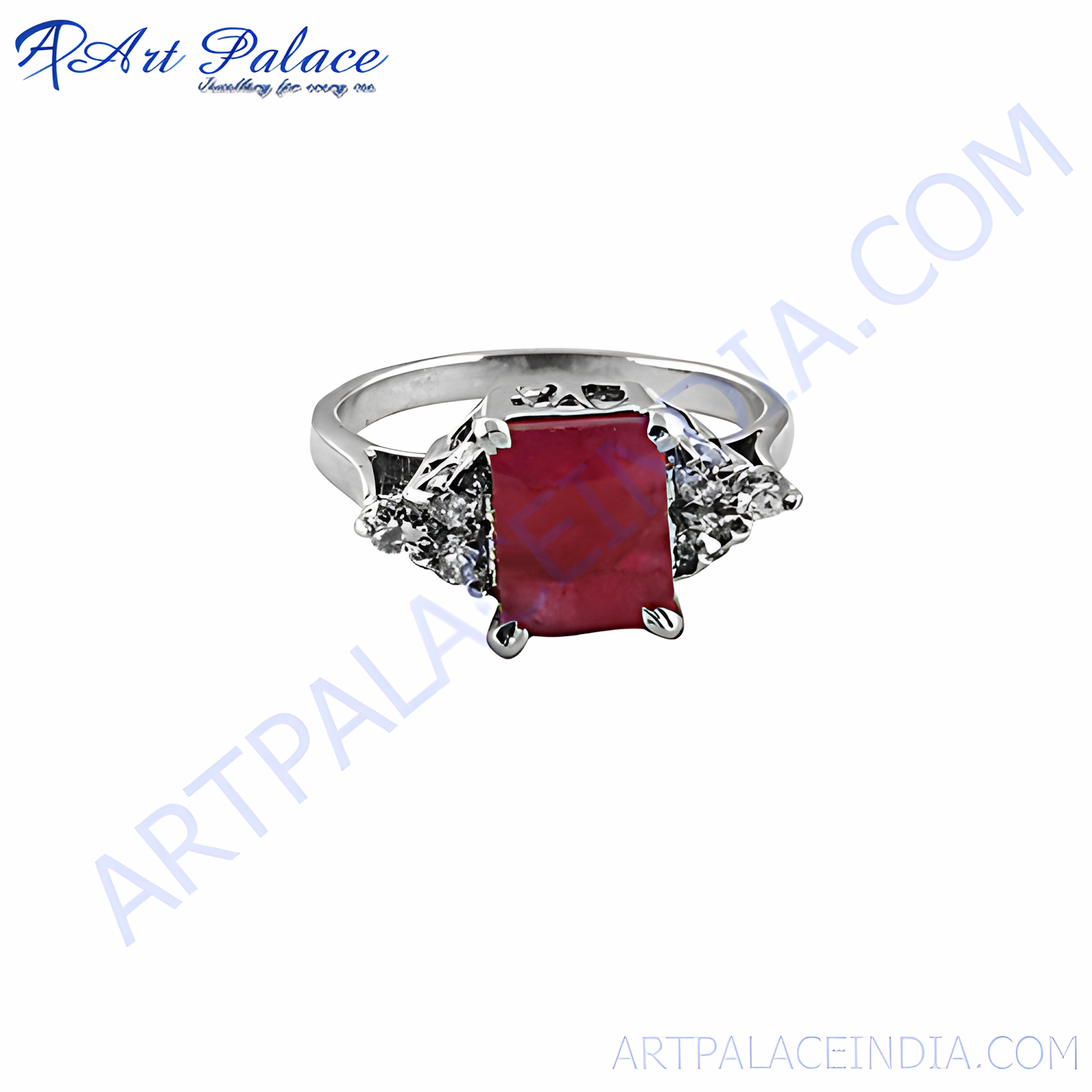 Stunning CZ Dyed Ruby Silver Ring - Elegant Jewelry for Every Occasion Secure Embellishment Shiny Adornment